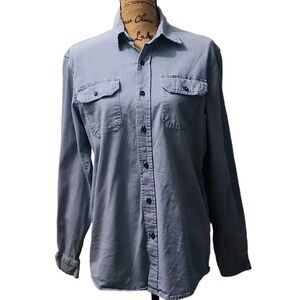 Wrangler Mens Flex For Comfort Button Up Denim Shirt Sz S Light Wash Long Sleeve